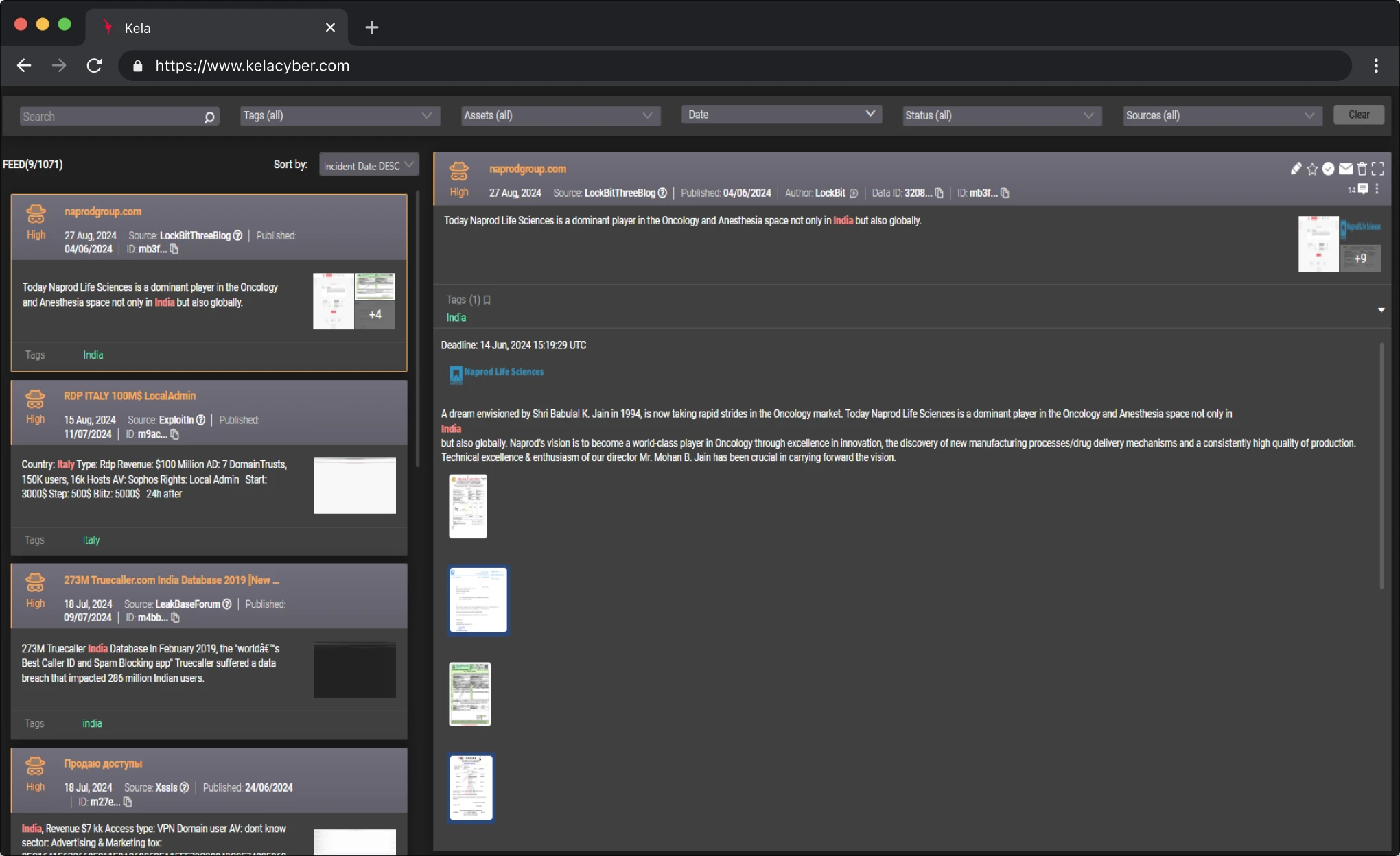 KELA platform screenshot: Hacking Discussions