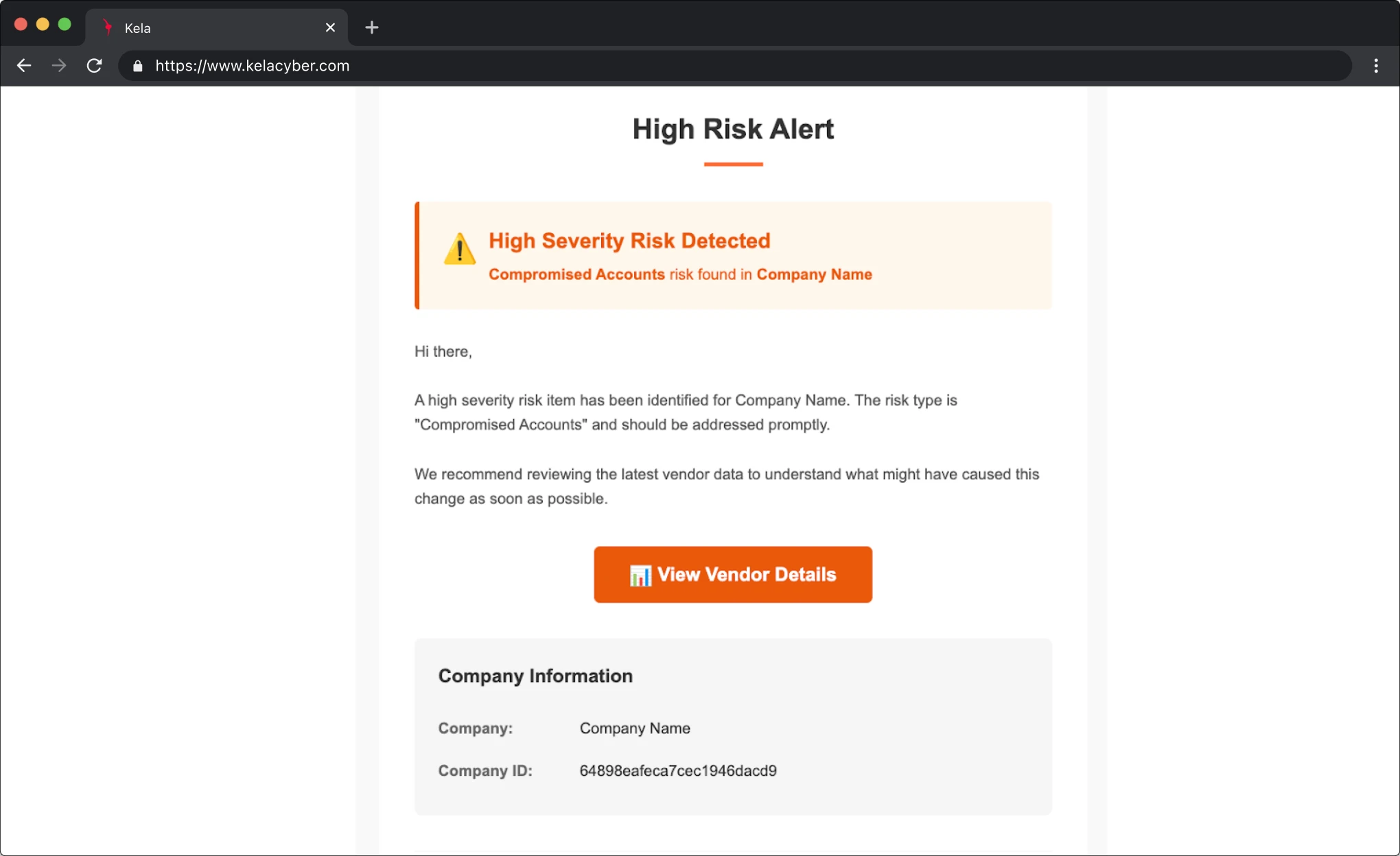 KELA platform screenshot: Real-Time Alerts