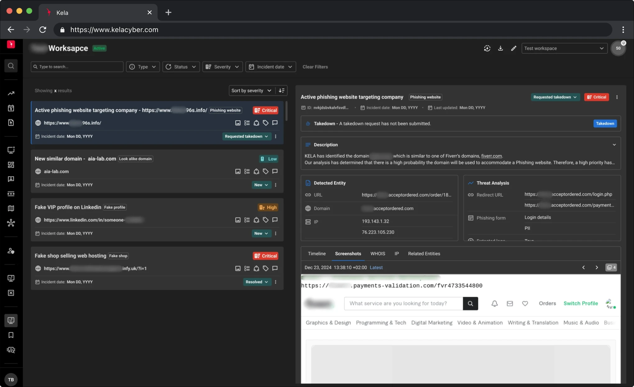 KELA platform screenshot: Social Media Monitoring