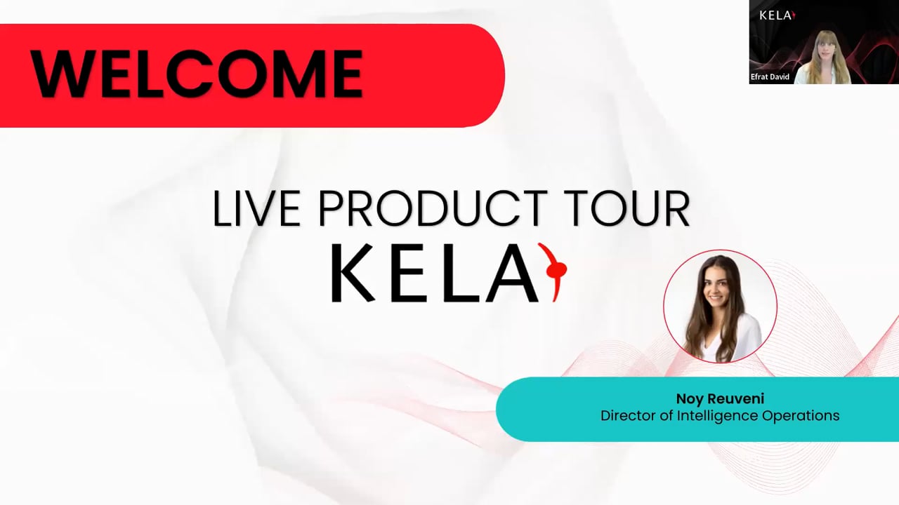 KELA product tour banner: KELA Cyber Threat Intelligence Platform, with Noy Reuveni