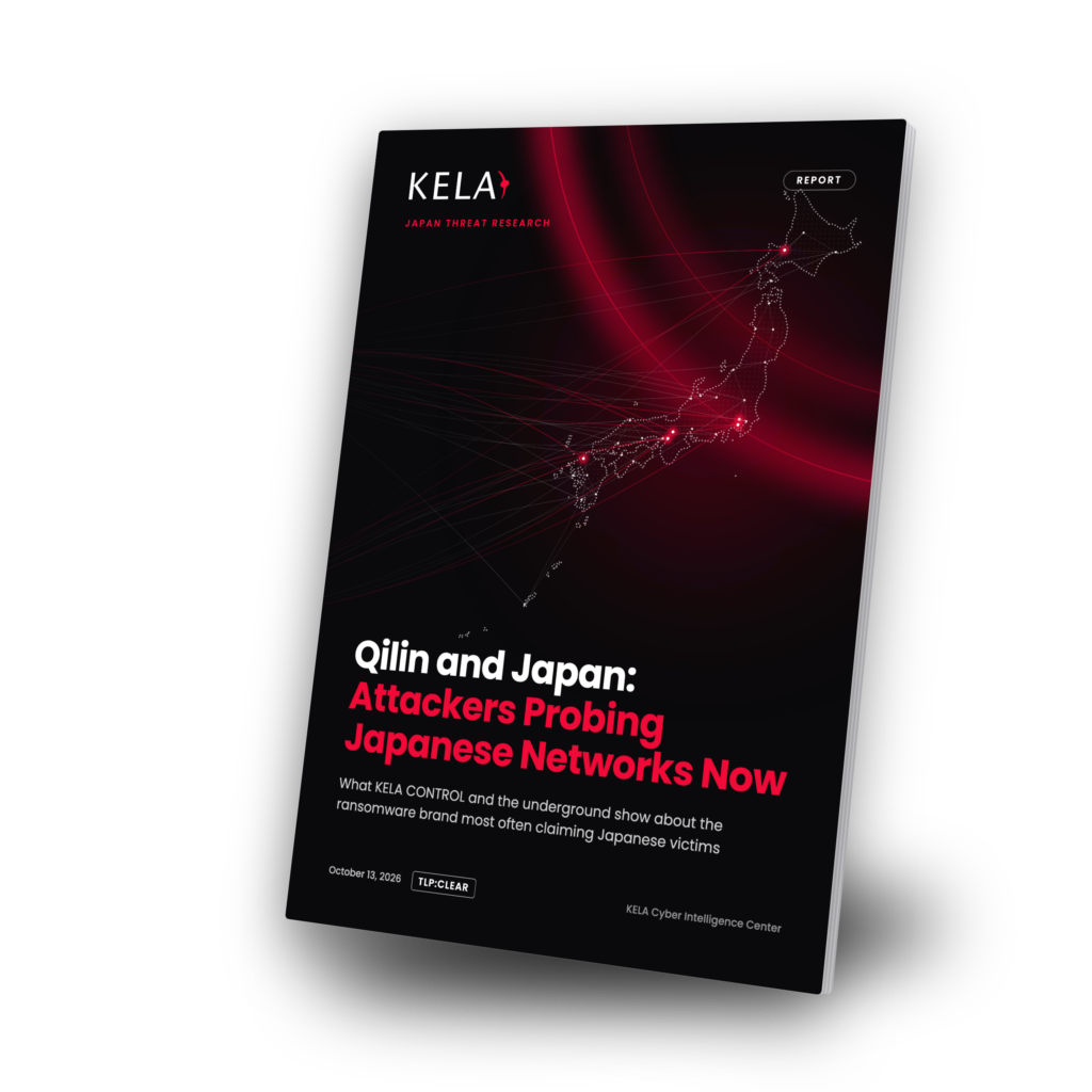 3D cover of the KELA report Qilin and Japan: Attackers Probing Japanese Networks Now
